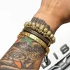 4 stks/set Goud Hip Hop Handgemaakte Kralen Armband Mannen Koper Pave CZ Zirkoon Kroon Romeinse Cijfer Armbanden Armbanden Sieraden