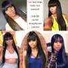 Popular Silk Straight Human Hair Wigs Bleached Knots Full Lace Wigs Brazilian Malaysian Medium Size Swiss Lace Cap Lace Front Wigs With Bang