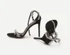 Женские дизайнерские черные сандалии обувь сексуальная лодыжка с прикусовым столовой высокой каблуки.