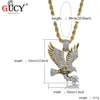 Pendant Necklaces GUCY Hip Hop Eagle Necklace Gold Color Plated Copper All Iced Out Micro Paved CZ Stones Men's Charm Jewelry Gift1