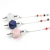 10 st Geometric Rose Quartz Pendulum för dowsing Pendant Healing Chakra Silver Plated Rock Crystal Jewelr9901507