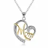 Maman amour coeur cristal pendentif collier contraste couleur cubique zircone lettres collier pour mère maman maman anniversaire jour bijoux cadeau