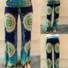 Women Boho Floral Casual Wide Leg Long Harem Pants High Waist Loose Elastic Waist Palazzo Trousers New Beach Pants