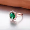Fashion-Smycken Kvinna Lover Ring Smycken S925 Rose and Green Färg Exquisitemicro Square Crystal Exquisite Lovers Handtillbehör
