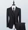 Ternos masculinos de casamento marinho, slim fit, smoking para homens, três peças, padrinhos, jaqueta formal de negócios (jaqueta + calça + colete)