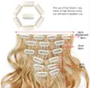 Clipe de cabelo falso de 22 polegadas de comprimento 16 clipe na extensão do cabelo natural fibra de fibra resistente ao calor sintético ombre color6742161