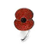 Czerwony Rhinestone Crystal Diamante Sparkly Poppy Flower Pin Brooch UK Odznaka