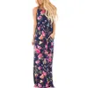 Kadınlar Çiçek Baskı Kolsuz Boho Moda Akşam Önlük Parti Uzun Maxi Elbise Yaz Sundress Günlük Elbiseler OOA3240