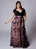 신부 드레스 2020 짧은 소매 연인 특별 행사 드레스 여성 이브닝 드레스 파티의 블랙 레이스 핑크 라이닝 플러스 사이즈 어머니