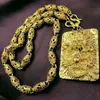 Collier en or jaune 18 carats pour hommes et femmes, chaîne à pendentif long chinois rempli, n422