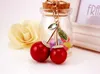 Crystal Rhinestone Cherry Keychain Key Ring Holder Red Round Metal Fruit Pendant Car Key Chains Fashion Bag smycken Keyring Charm