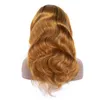 Cabelo humano peruano 1b/30 cabelos virgens Lace Front Wig Body Wave 13x4 Wigs Duas tons de cor, peça livre de cor