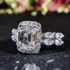 Infinity Luxury Jewelry 925 Sterling Silver Princess Cut White Topaz CZ Diamond Promise Rings Eternity Women Wedding Band Ring per gli amanti