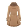 Nouveau Slim long manteau en laine col en fourrure ceinture à double boutonnage manteau en laine coupe-vent mélanges de laine pour femmes européennes américaines gfits