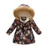 Sıcak Kış Aşağı Ceket Kızlar Için Pamuk Ceket Kelebek Ceket Kızlar Çiçek Kapşonlu Noel Giyim Kız Giysileri