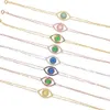 925 Sterling Silver Evil Eye Armband 8 Färger Rainbow Colorful CZ Lucky Turkish Jewelry Fine Silver Link Chain Armelets304p