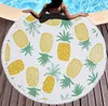 Ananas rond tapis de plage personnalisé microfibre polyester style européen et américain rond imprimé serviette de plage gland décor à la maison tapis de yoga châle