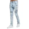 2017 Erkekler Moda Biker Kot Yeni Tasarım Strech Açık Mavi Skinny Jeans H0114