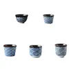 Retro-Teetasse unter Glasur, bemalte Teeschale, traditionelle handgefertigte 80 und 200 ml Keramik-Teetasse, Wellenmuster-Teetasse