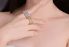 Anello con pietre rotonde e marquise completamente ingioiellate di moda con zirconi cubici, splendente, anello da dito pieno da donna