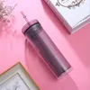 Akrylowy kubek 16oz skinny tumbler prostych kubek Podróży z podwójną ścianą Wyczyść plastikowe kumberlery z pokrywką i słomką