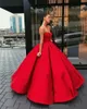 2020 New Arrival Sexy Red Evening Dresses Sweetheart Aplikacje Satin Bez Rękawów Długość Płaska Suknia Plus Size Prom Suknie Suknie Wieczorowe