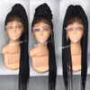 2019 NOUVELLE perruque tresse Cornrow pleine boîte tresses cheveux synthétiques avant de lacet perruques longues noir / brun foncé / bordeaux / blonde perruques afro-américaines