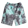 Fashion-Gothic wind gradient tie-dyeing loose straight-barreled fiveminute trousers men wearing hip-hop cramped short man shorts pour hommes