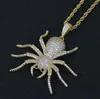 хип-хоп паук алмазов кулон ожерелье для мужчин женщин Религия Христианство роскошь ожерелье ювелирных изделий золота гальваническим меди цирконы Twist цепь