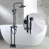 Robinet de baignoire sur pied, salle de bains sur pied, pomme de douche à effet pluie, système de douche à main, bec de baignoire, mitigeur à 2 poignées 7413804