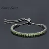Fashion- Round Manchurian Peridot Sterling Silver Adjustable Tennis Bracelet