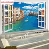 DIY Yanlış Pencere Peyzaj Kentsel Nehri Sanat Çıkartma Yatak Ev Dekorasyonu Vinil Duvar Sticker Su geçirmez Kırsal Duvar Kağıdı