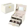 Três camadas 2019 clássico de alta qualidade caixa de jóias de couro jóias requintado caso de maquiagem organizador de jóias moda presente caixa t190269t