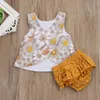 Fleur Nouveau-né Bébé Filles Tenue Vêtements Gilet Tops T-shirt Shorts Tutu Pantalon Ensemble Enfant En Bas Âge Fille Fleur Belle Vêtements Doux