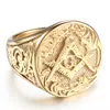 Moda anillo de acero inoxidable Masonic hombres gótico punk Golden GA Freemason Mason Symbol Symbol Anillo Joyería para hombres