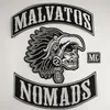 New Arrival MC MALVATOS NOMADS Embroidered Patch Large Size Iron On Custom For Clothing Biker Jacket Vest