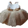 Retail Baby Girl Dresses Champagne Sequin Bow Backless Wedding Dress Princess Dress Rose Gold Bridesmaid Dresses Kids Designer CL1535843