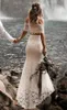دانتيل أبيض ثنائي شاطئ فساتين الزفاف 2019 رائع قبالة حديقة الكتف بوهو العفن الزفاف Vestidos de Novia Country Weddi3434317