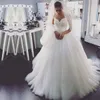 2019 Spaghetti Straps Fit and Flare Ball Gown Wedding Dresses Beaded Lace Appliques Embroidery Lace-up Back Puffy Tulle Bridal Gowns