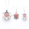 Trendy Necklace Earrings Jewelry Set for Women Mother Golden Sand Stone Tortoise Dangle Pendant Easter Day gift Chain 18quot DQ35808633