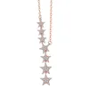 S925 Sterling Silber Glänzende Sieben Sterne Halskette Mode Zirkonia Anhänger Halsketten frauen Rose Gold Silber Necklace233A