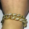 Bracelet hip-hop fait à la main pour hommes, or jaune rempli de Micro pavé 5A Cz, bracelets d'anniversaire de fête pour hommes, bijoux Rock
