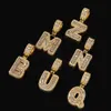 Nya killar guld bling bling fyrkantig kubik zirkoniumbok brev anpassade namn hängande halsband iced ut diamant hip hop smycken gåva för män kvinnor