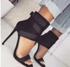 2018 Moda Peep Toe Wysokoś Heeled Marka Sandały Sexy 11.5 cm Wysokie Obcasy Pasek Klamry Klubu Klubu Buty Duży Rozmiar 43