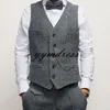 Fashion Grey Groom Kamizelki 2019 Wool męska Kamizelka Kamizelka Duży Herringbone Wedding Waistcoat Slim Fit Prom Vest Custom Made