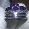 Diamentowe pierścionki ślubne ustawiają biżuterię zaręczynową kostki dla kobiet bijoux drop statek