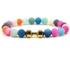 Nouveaux Bracelets colorés en Agate patinée Bracelets d'haltères croisés Bracelets plaqués argent pour hommes femmes cadeau