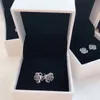 Lucky clover Stud Earring Original Box for Pandora 925 Sterling Silver CZ Diamond Earrings Women luxury Wedding Jewelry