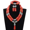 Fashion Women Coral African Beads Necklace Jewelry Sets Nigerian Wedding Party Costume Jewellery Set CG001 C181227015246386