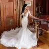 Magnifiques robes de mariée à manches longues en dentelle Applique Illusion sirène pure cou balayage train sur mesure robe de mariée vestido de novia